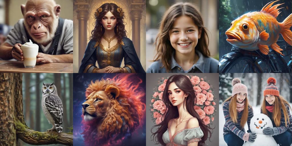 Sample images generated by SDXL-Lightning in just a few inference steps